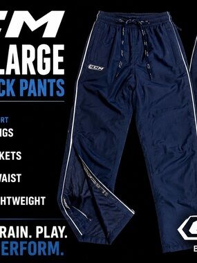CCM Navy Track Pants with White Side Piping